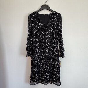 Ladies Petite SZ PM Inc Black Polka-Dot Dress